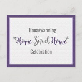 Postal De Invitación Hogar morado gris dulce hogar Fiesta de calentamie