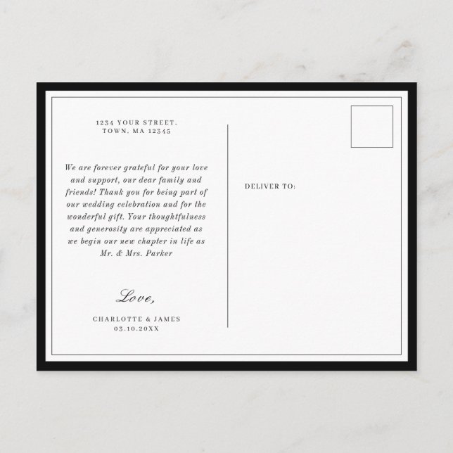 Postal De Invitación Hoja de follaje de borde minimalista gracias posta (Reverso)