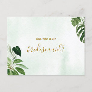 Postal De Invitación Hoja Verde Tropical Serás Mi Novia