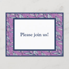 Postal De Invitación Hojas azul y púrpura