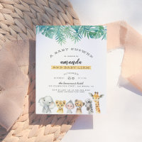 Hojas de palma y animales de la jungla Baby Shower