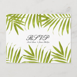 Postal De Invitación Hojas Tropicales Verano Elegante Boda RSVP