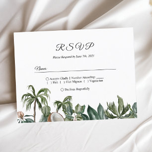 Postal De Invitación Hojas verdes de color de agua tropical de moda