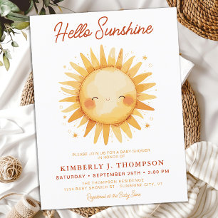 Postal De Invitación Hola Sunshine Boho Género Neutral Baby Shower