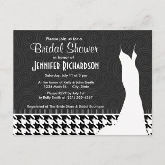 Postal De Invitación Houndstap negro y blanco
