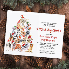 Postal De Invitación HOWLiday Cheer Dog Lover Navidades Mascota Negocio