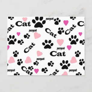 Postal De Invitación Huellas de gato