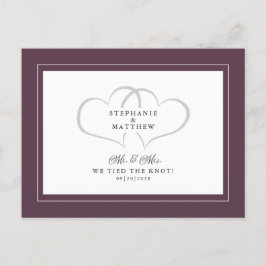 Postal De Invitación Huida Nos Casamos Sr y Sra Morado Blanco