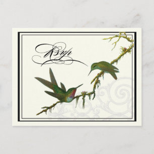 Postal De Invitación Hummingbirds n Swirls - Boda Postcard RSVP
