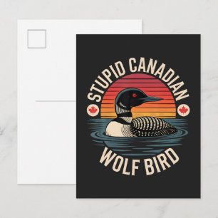 Postal De Invitación Humor estúpido de lobo pájaro canadiense somorgujo
