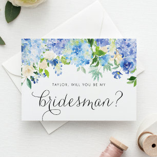 Postal De Invitación Hydrangea Azul Botánico Serás Mi Novia