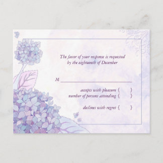 Postal De Invitación Hydrangea Bloom Wedom RSVP