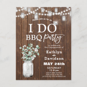 Postal De Invitación I DO Engagement Elegant Eucalyptus Greenery BBQ