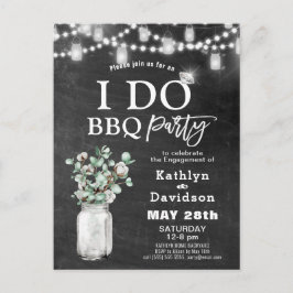 Postal De Invitación I DO Engagement Eucalyptus Floral Chalkboard BBQ