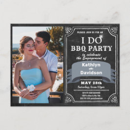 Postal De Invitación I DO Engagement Photo Black Chalkboard BQ Fiesta