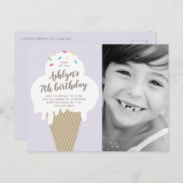 Postal De Invitación Ice Cream Cone Photo Kids Fiesta de cumpleaños