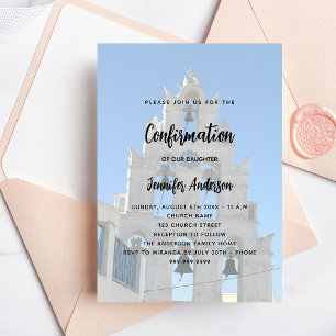 Postal De Invitación Iglesia fotográfica del personalizado de confirmac