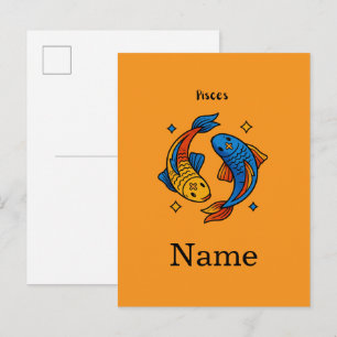 Postal De Invitación Ilustración de pez de dibujos animados del signo z