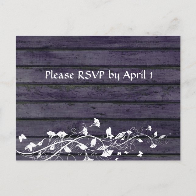 Postal De Invitación Indigo Old Wood RSVP (Anverso)