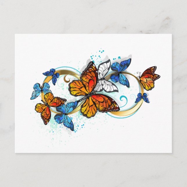 Postal De Invitación Infinidad de Mariposas Monarca (Anverso)