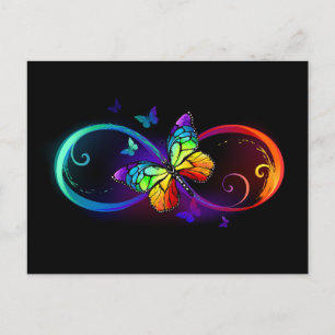 Postal De Invitación Infinidad vibrante con mariposa arco iris sobre ne