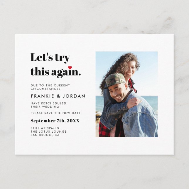 Postal De Invitación "Intentemos esto otra vez" | Cambiar La Foto De Fe (Anverso)
