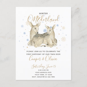 Postal De Invitación Invierno de los gemelos Onederland Primer cumpleañ
