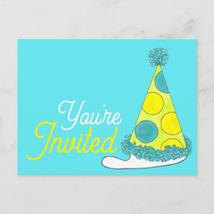Postal De Invitación Invitado es Gorra Fiesta Polka Dot
