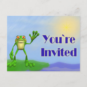 Postal De Invitación Invitar a la rana feliz