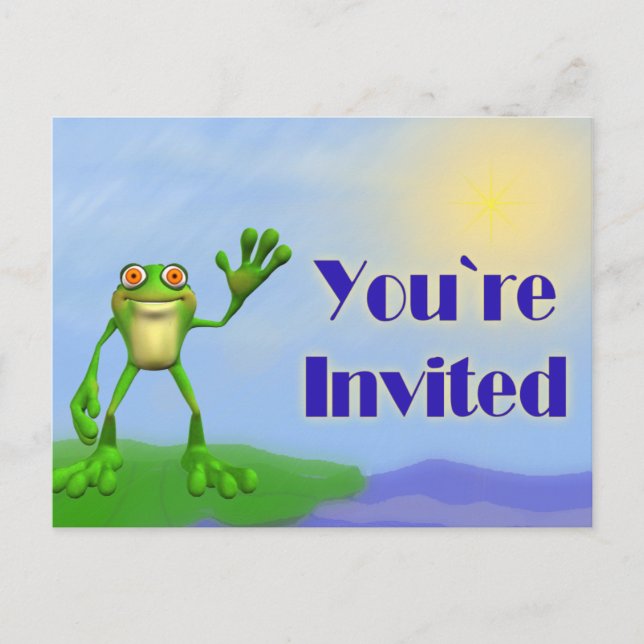Postal De Invitación Invitar a la rana feliz (Anverso)