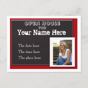 Postal De Invitación Invitati de la casa abierta de la graduación en bl