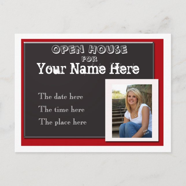 Postal De Invitación Invitati de la casa abierta de la graduación en bl (Anverso)