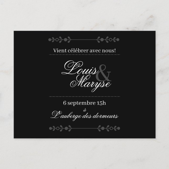 Postal De Invitación Invitation de mariages | Faire-part (Anverso)