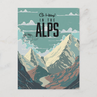 Postal De Invitación Ir de senderismo en los Alpes
