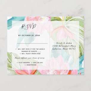 Postal De Invitación Isla Orquídea, Naranja Palm RSVP con Elección de C