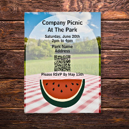 Postal De Invitación Isla Picnic Park QR Code Watermelon
