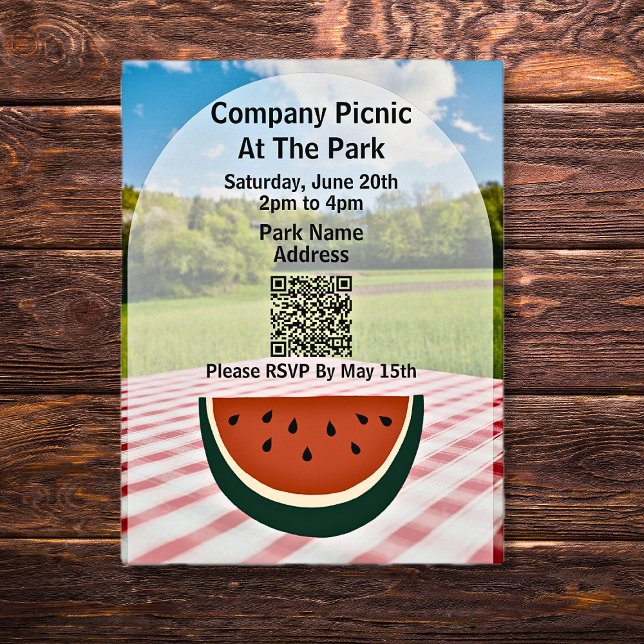 Postal De Invitación Isla Picnic Park QR Code Watermelon (Subido por el creador)