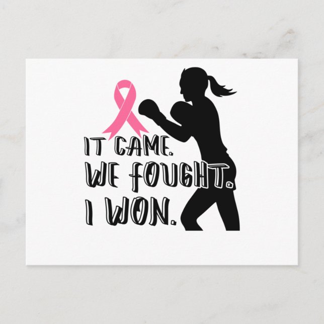 Postal De Invitación It Came We Fought I Won Breast Cancer Awareness (Anverso)