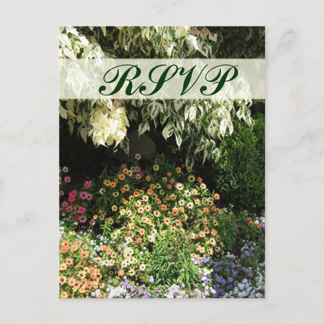 Postal De Invitación Jardín de flores RSVP (Anverso)