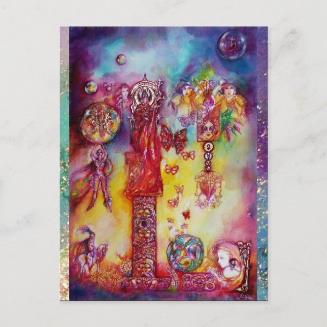 Postal De Invitación JARDÍN DE HADAS DE SOMBRAS PERDIDAS, MARIPOSAS ros (Anverso)