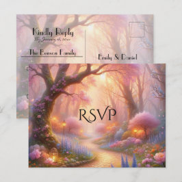 Postal De Invitación Jardín romántico pastel camino linterna boda RSVP