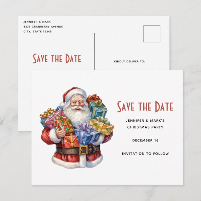 Postal De Invitación Jolly Santa Claus Navidades clásicos salvan la fec (Anverso / Reverso)