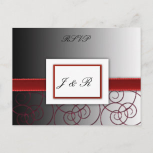 Postal De Invitación Juego de boda graduado negro y rojo