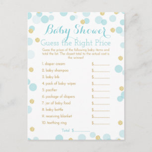 Postal De Invitación Juego de precios Blue and Gold Baby Shower Right