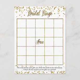 Postal De Invitación Juego nupcial de la ducha del bingo del confeti