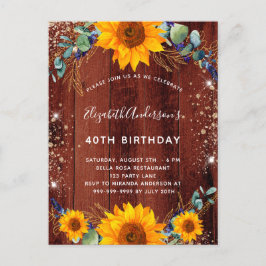 Postal De Invitación Jugador de cumpleaños eucalipto madera marrón rúst