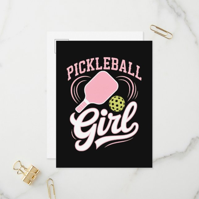 Postal De Invitación Jugadora de Pickleball Chica (Anverso/Reverso In Situ)