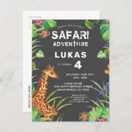 Postal De Invitación Juicio de niños pequeños Safari de la selva