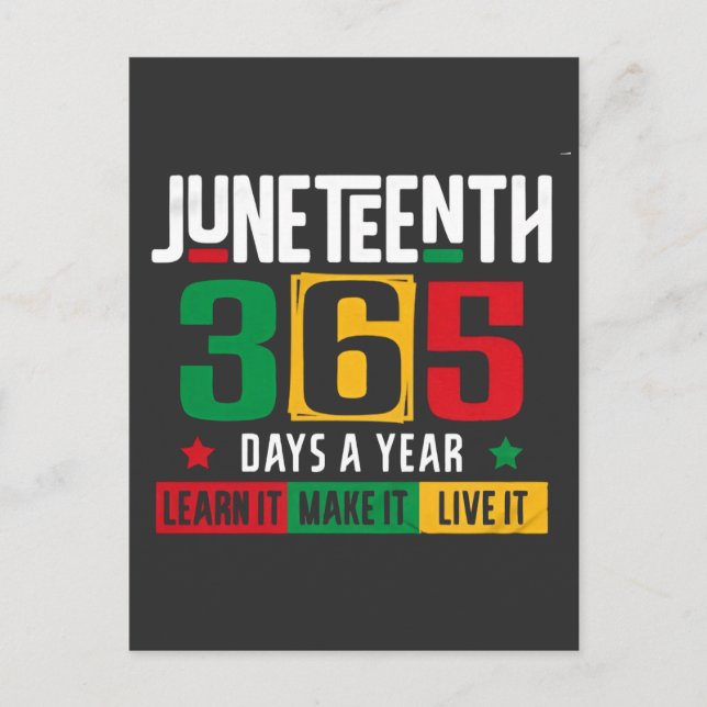 Postal De Invitación Juneteenth 365 Días al Año Apréndelo Como si Vivie (Anverso)