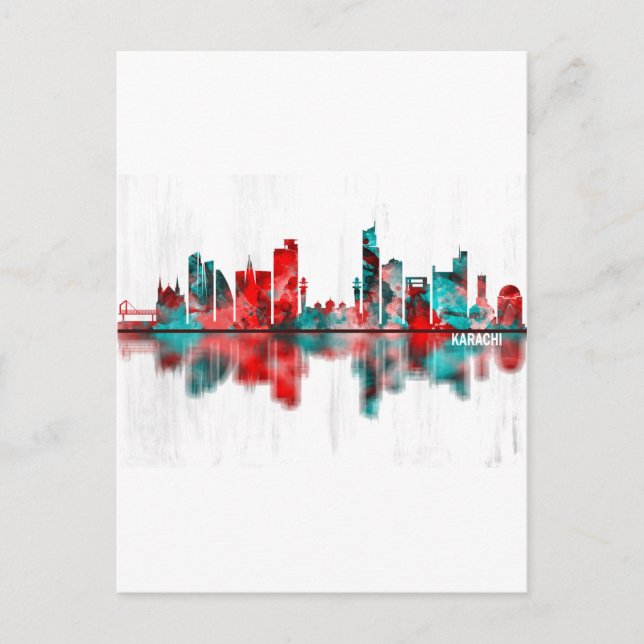 Postal De Invitación Karachi Skyline Pakistan (Anverso)